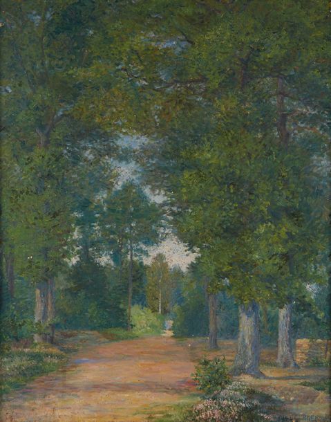 Albert DUBOIS PILLET (1846-1890) 
Paysage de forêt à Vigouroux
Huile sur toile S&hellip;