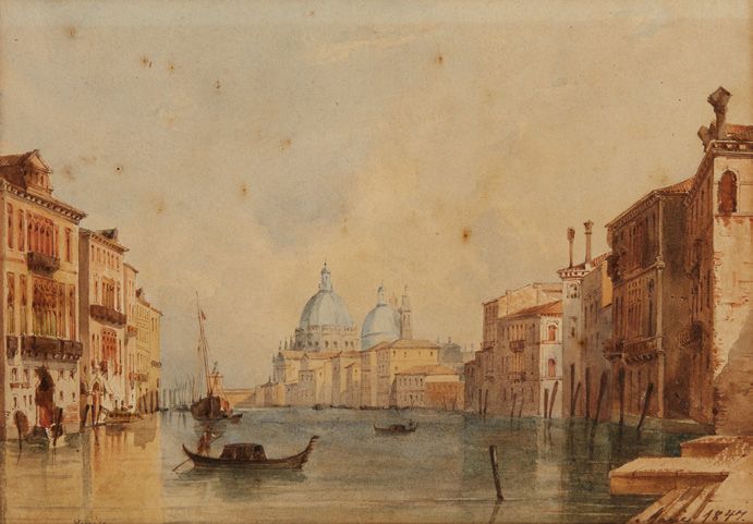 MARIE (?) 
Vue de Venise, 1847
Aquarelle sur papier
Signée et datée en bas à dro&hellip;