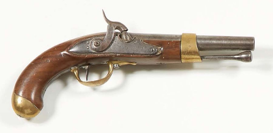 Null Pistolet de cavalerie à silex modèle An XIII. Canon rond marqué "An 13". Cr&hellip;