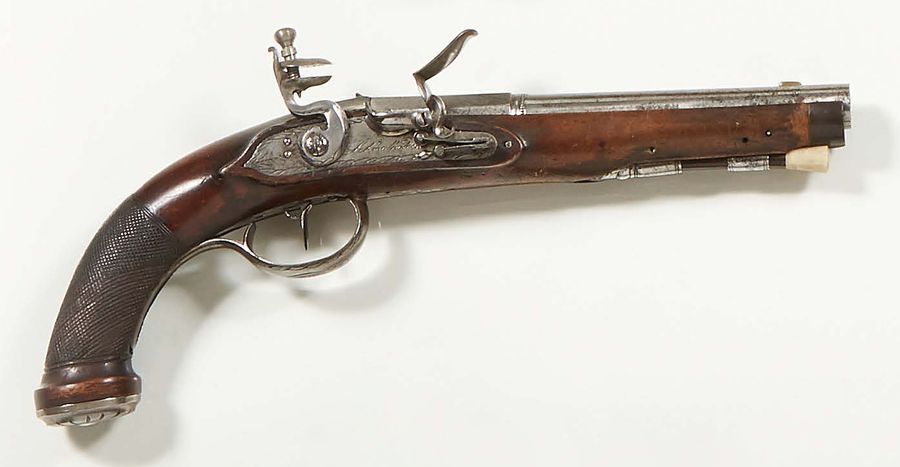 Null Pistolet d'officier à silex, marqué "à Schmalhalden" sur la platine et "B &&hellip;