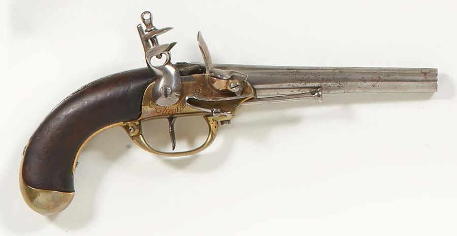 Null Pistolet d'arçon à silex modèle 1777, la platine marquée "St Etienne".
(tra&hellip;