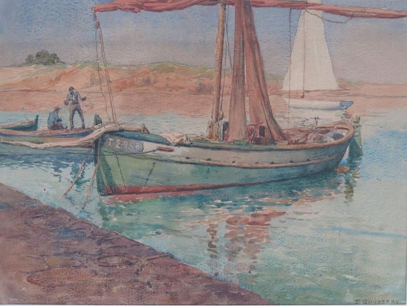 Null Émile GOUSSERY (1867-1941).

Bateaux, les manoeuvres.

Aquarelle sur papier&hellip;
