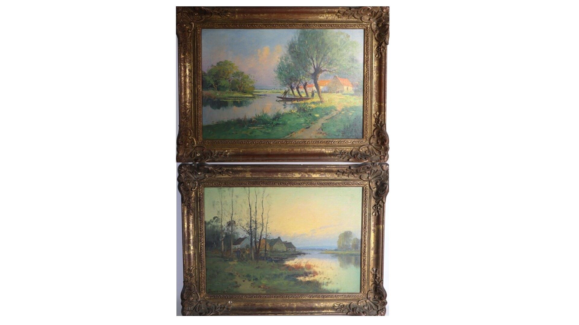 Null DUMONTIER, peintre actif en nivernais vers 1900.

Paysages lacustres.

Deux&hellip;