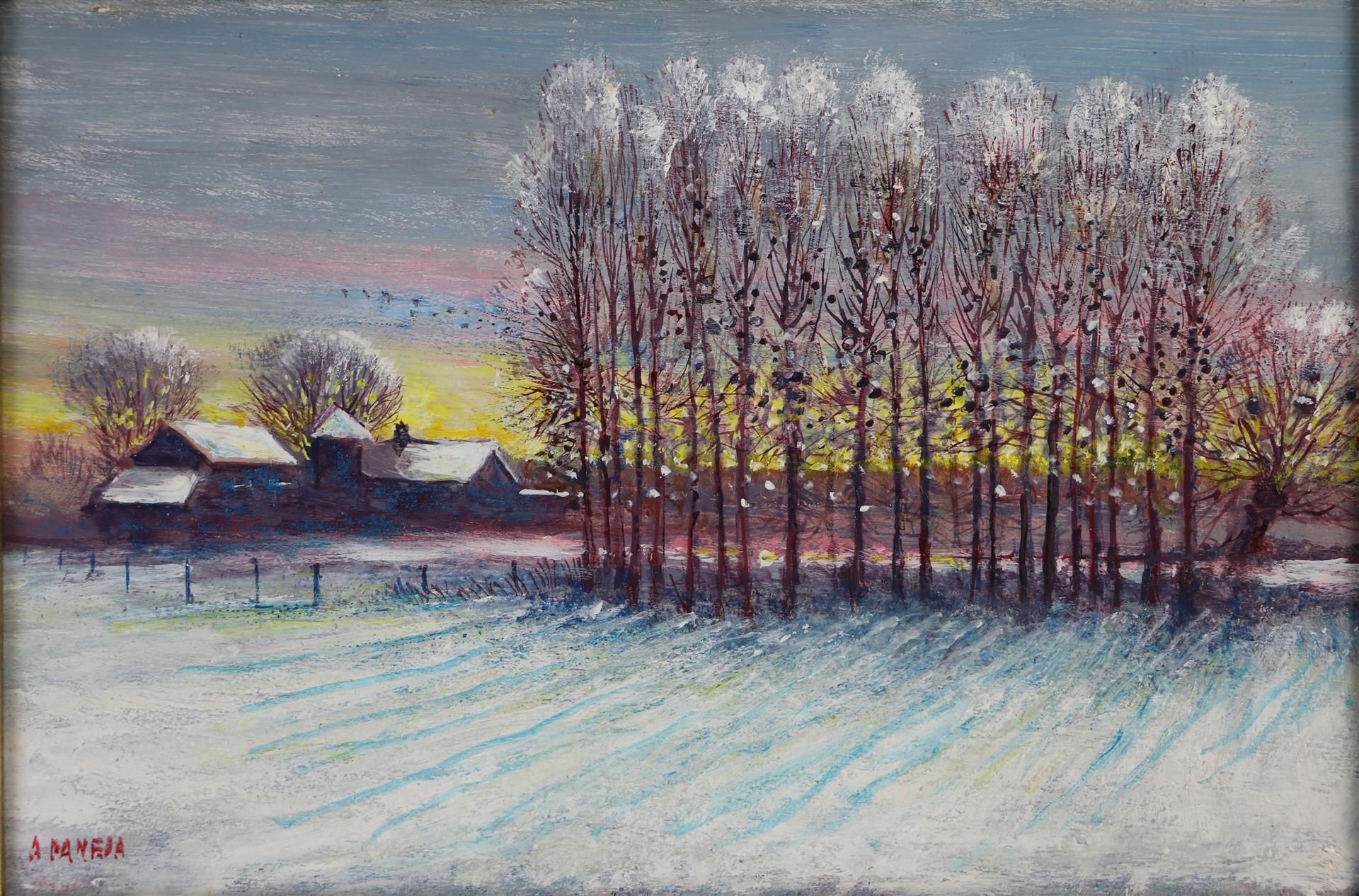Null Antoine PANEDA (1929).

Soir de neige.

Huile sur carton.

Signée en bas à &hellip;