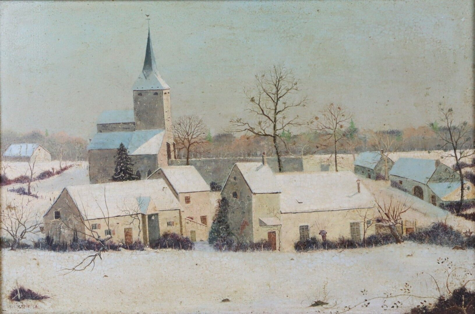 Null Michel BESZIE (né en 1940).

Village nivernais sous la neige.

Huile sur pa&hellip;