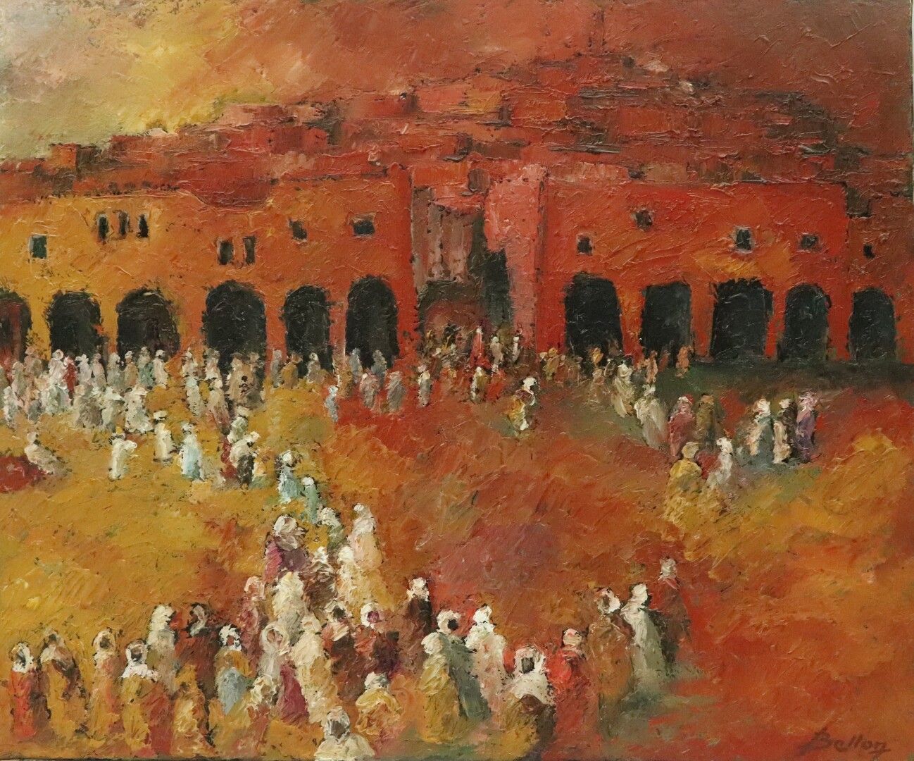 Null Pierre BELLON (1930-2009).

Ghardaïa, foule.

Huile sur toile. 

Signée en &hellip;