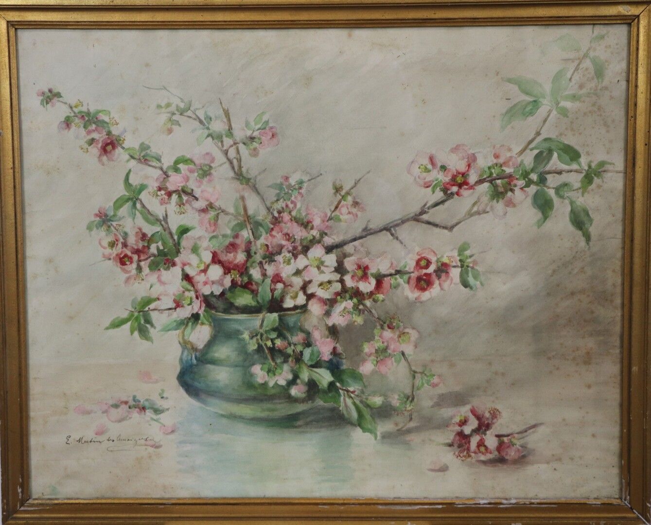 Null Elisabeth MARTIN DES AMOIGNES (1858-1936). 

Bouquet de fleurs de cerisier.&hellip;