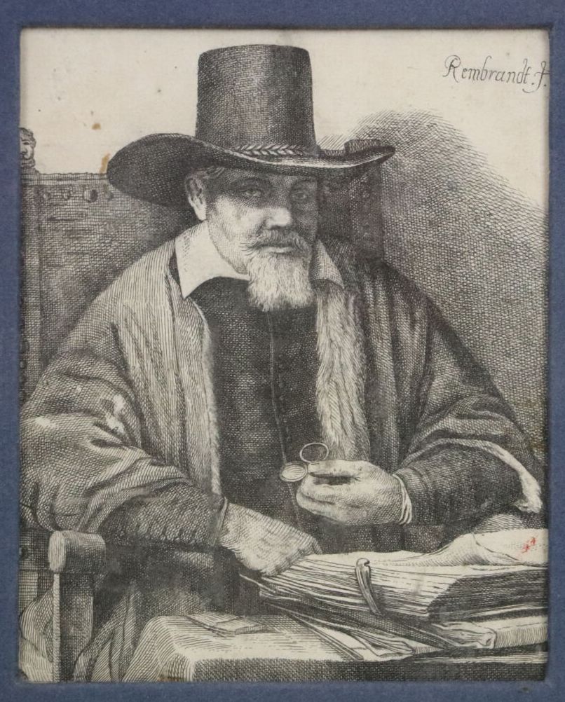 Null REMBRANDT VAN RIJN (1606-1669), nach.

Porträt von Arnold Tholinx.

Radieru&hellip;