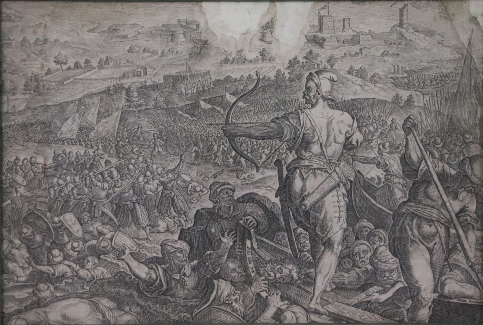 Null La défaite des turcs à Piombino en 1555.

Gravure en noir.

XVIIème siècle.&hellip;