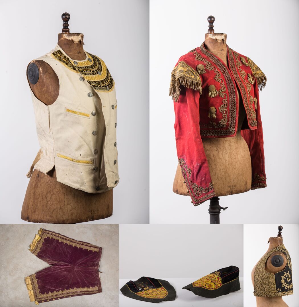 Null Set of regional textiles and theater including :

a small embroidered vest.&hellip;