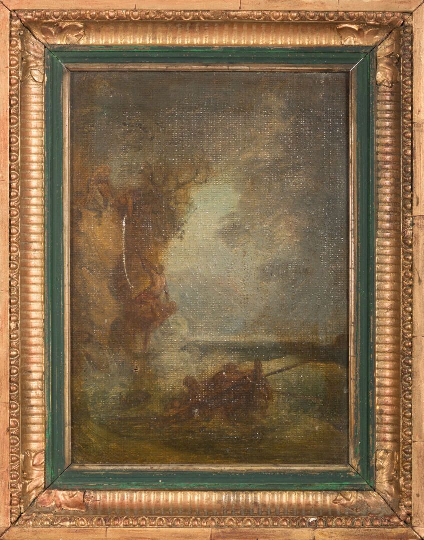Null 19世纪的法国学校。

海洋，素描。

布面油画。

高_23,5厘米，宽_17厘米，有一道划痕