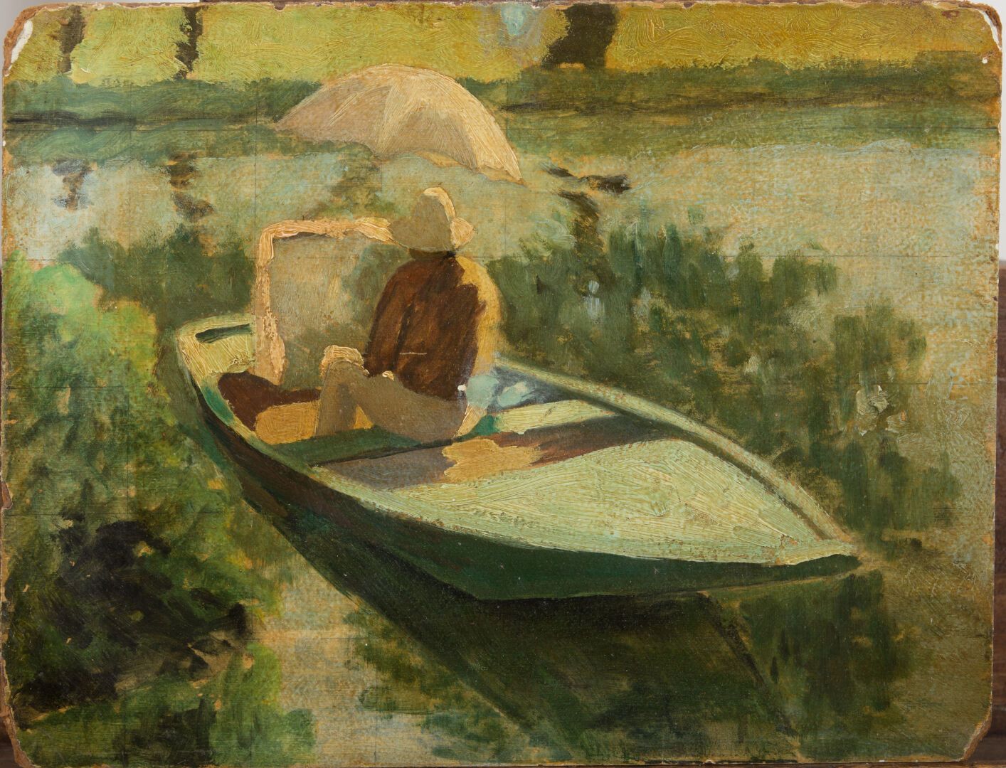 Null Ecole française du début du XXème siècle.

Peintre sur une barque.

Huile s&hellip;