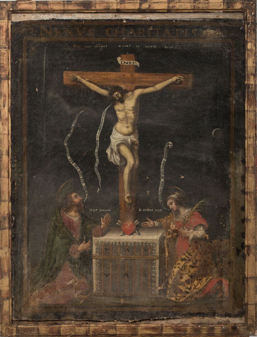 Null Scuola francese del XVII secolo.

La crocifissione.

Olio su tela, parzialm&hellip;