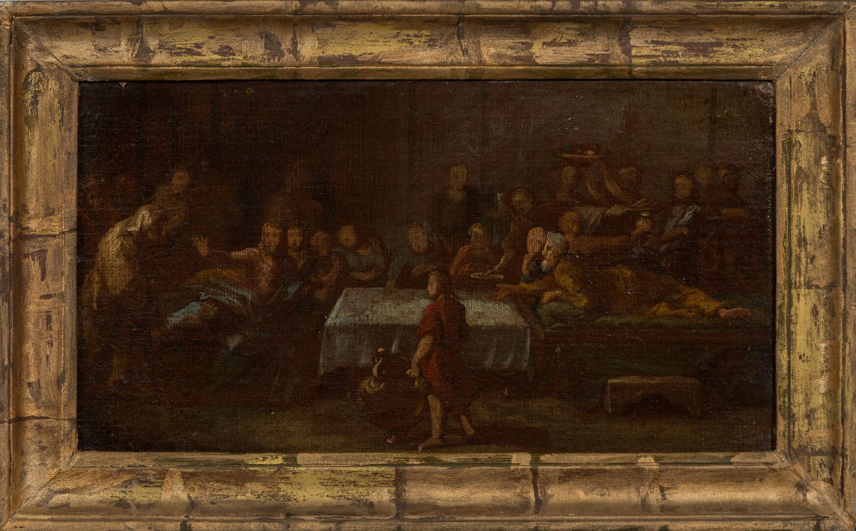 Null Scuola francese intorno al 1680.

Il pasto da Simon's.

Olio su tela, schiz&hellip;