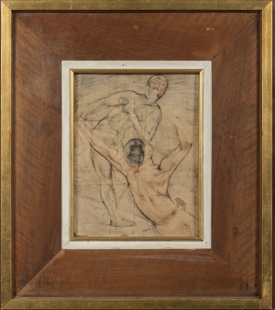 Null 乔治-克里松（1896-1978）。

游泳运动员。

水洗画，有印章签名。

高_38厘米，宽_30厘米，污渍