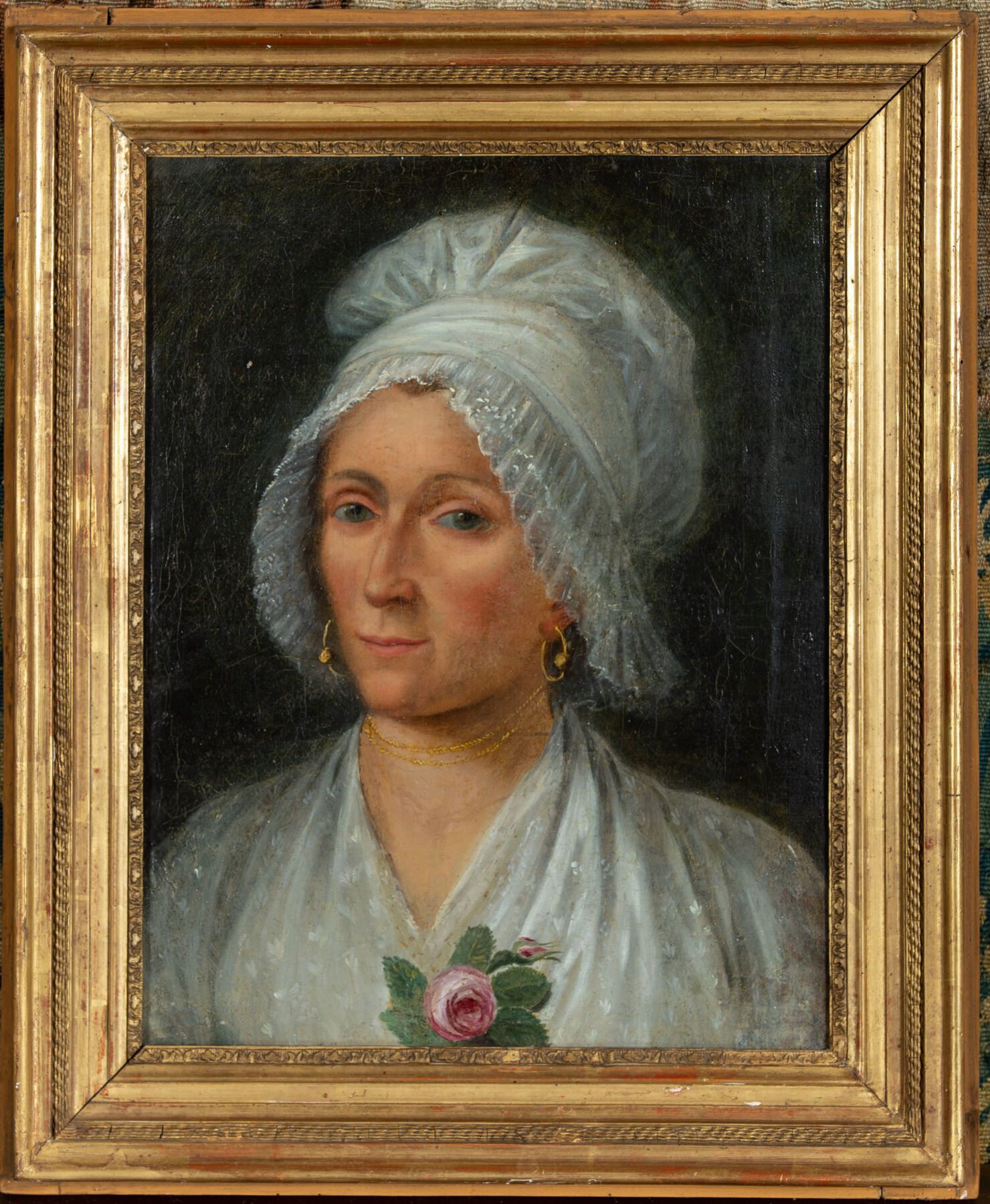 Null Ecole française vers 1800.

Portrait de femme au fichu.

Huile sur toile, r&hellip;
