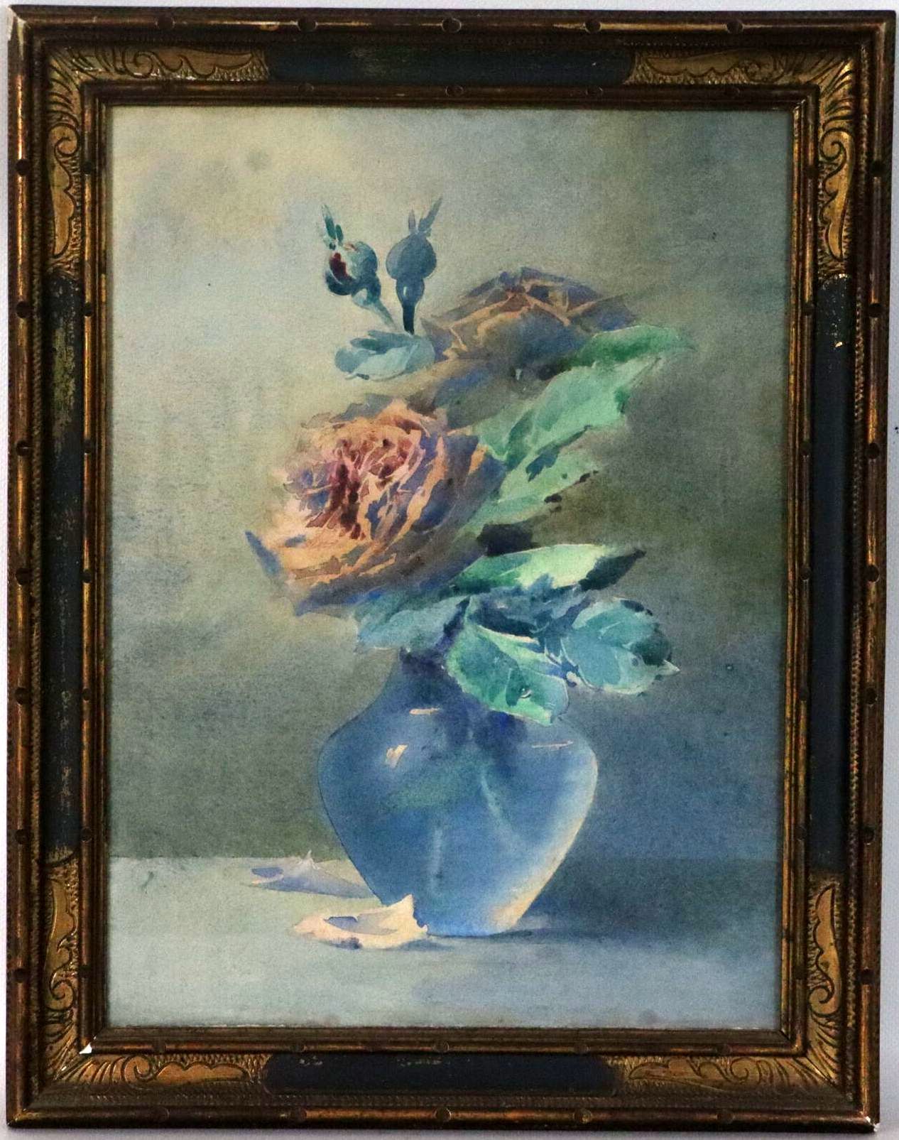 Null Blanche ODIN (1865-1957), attributed to.
Rose in a glass vase
Watercolor on&hellip;
