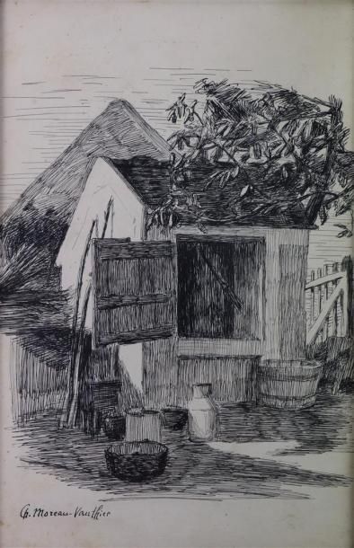 Null Charles MOREAU-VAUTHIER (1857-1924).

La cabane.

Dessin à l'encre noire.

&hellip;