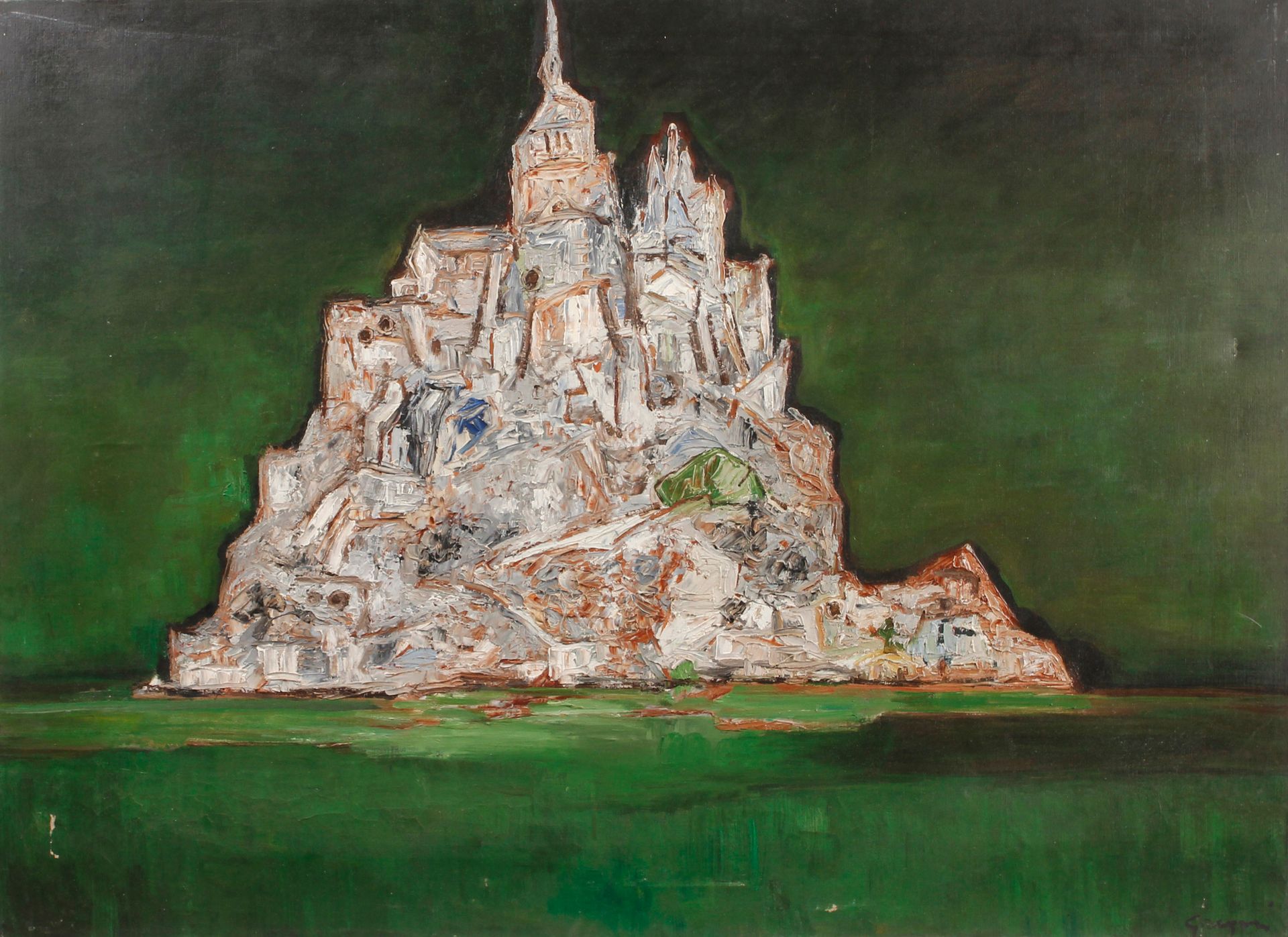 Null 吉诺-格雷戈里 (1906-1973)

圣米歇尔山

布面油画，右下方有签名（小事故）。

69 x 96 cm

(木质框架涂成白色)。