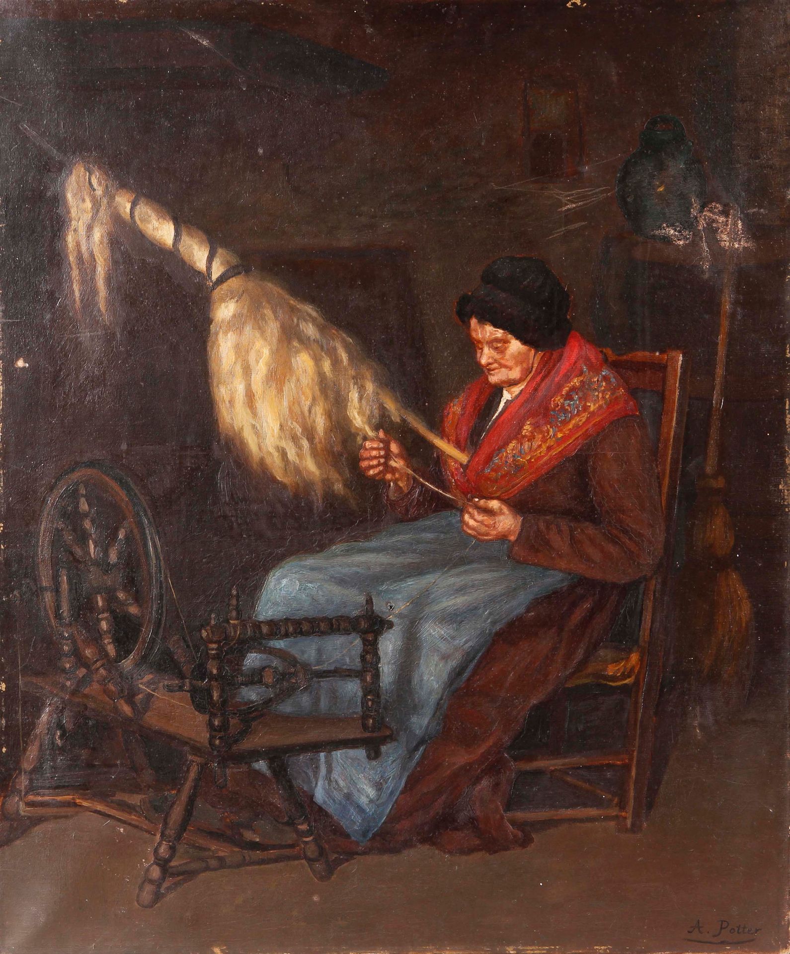 Null 波特-阿道夫(1835-1911)

带旋转轮的旋转器

布面油画（意外，无框）。

65 x 54 cm
