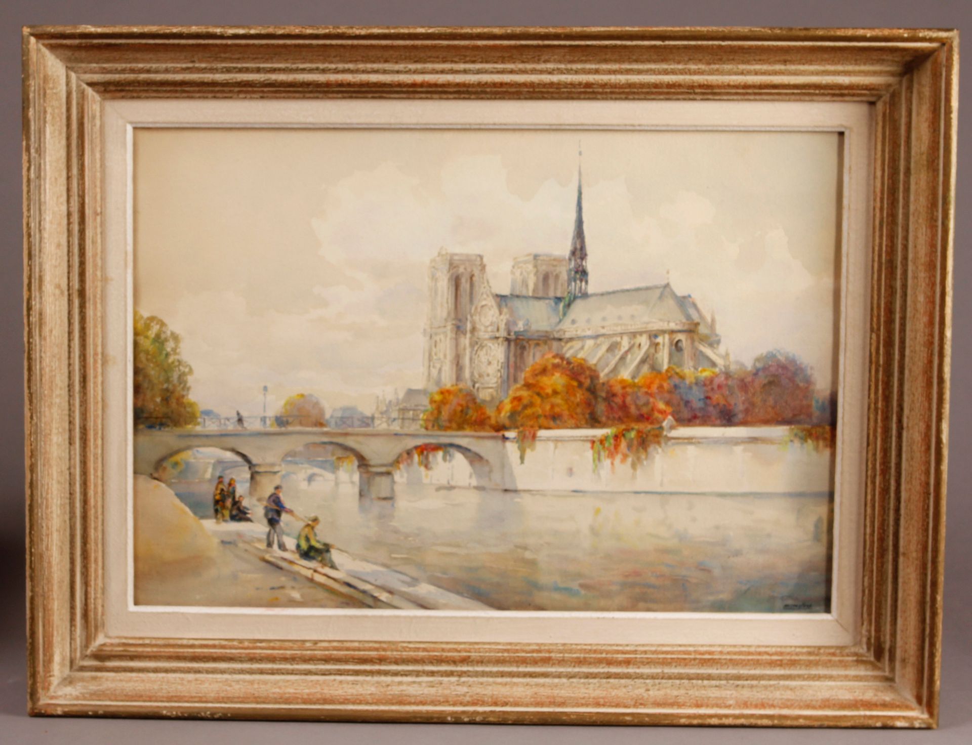 Null 伊西多尔-罗森斯托克(1880-1956)

巴黎，凯旋门和圣母院大教堂

水彩画，右下方有签名。

37 x 54 厘米。

(在玻璃下装框)。