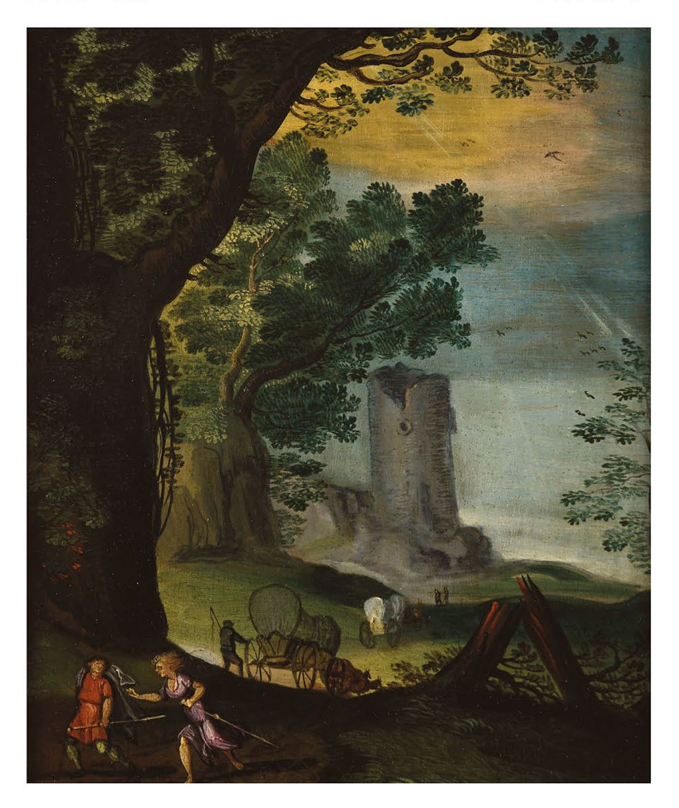 Tobias VERHAECHT (Anvers 1561-1631), attribué à Paysage animé avec une diseuse d&hellip;