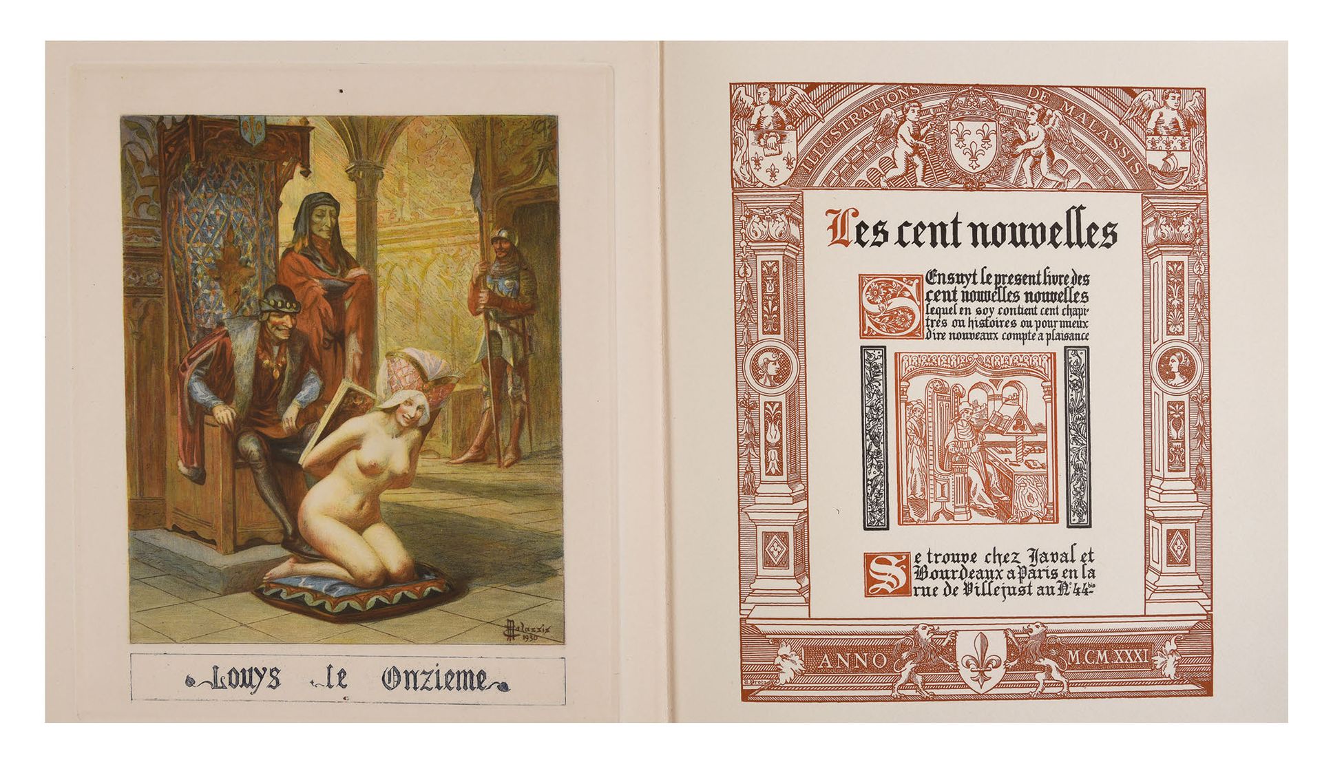 MALASSIS (Edmond) Les Cent Nouvelles，归功于
路易十一世国王。Javal et Bourdeaux，巴黎，1931年；大型四&hellip;