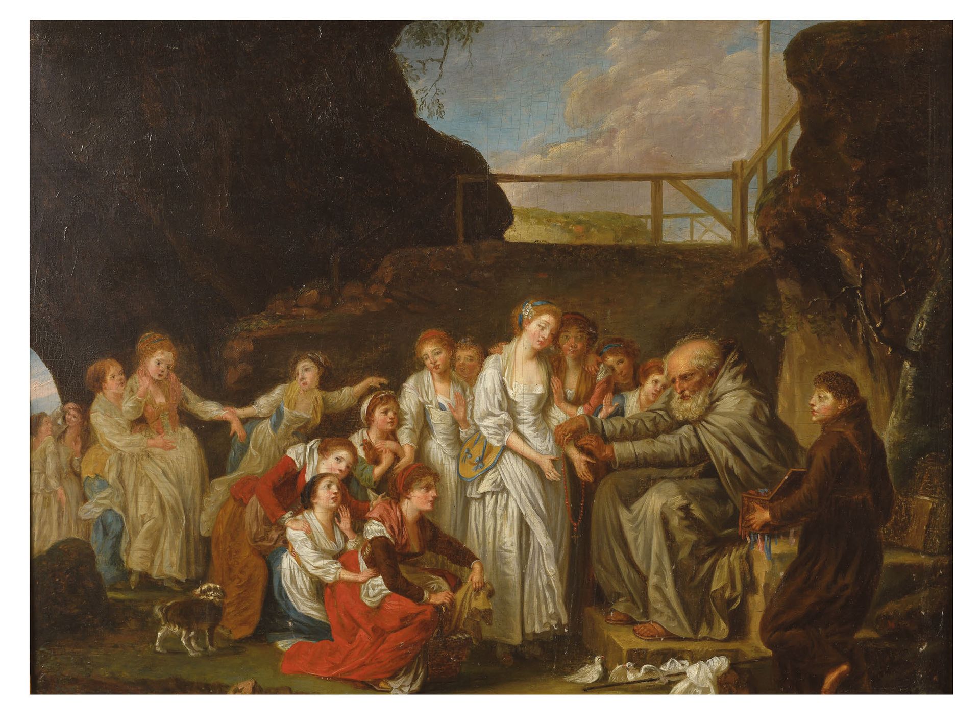 Jean-Baptiste GREUZE (1725-1805), Ecole de Der Eremit oder die Verteilung der Ro&hellip;