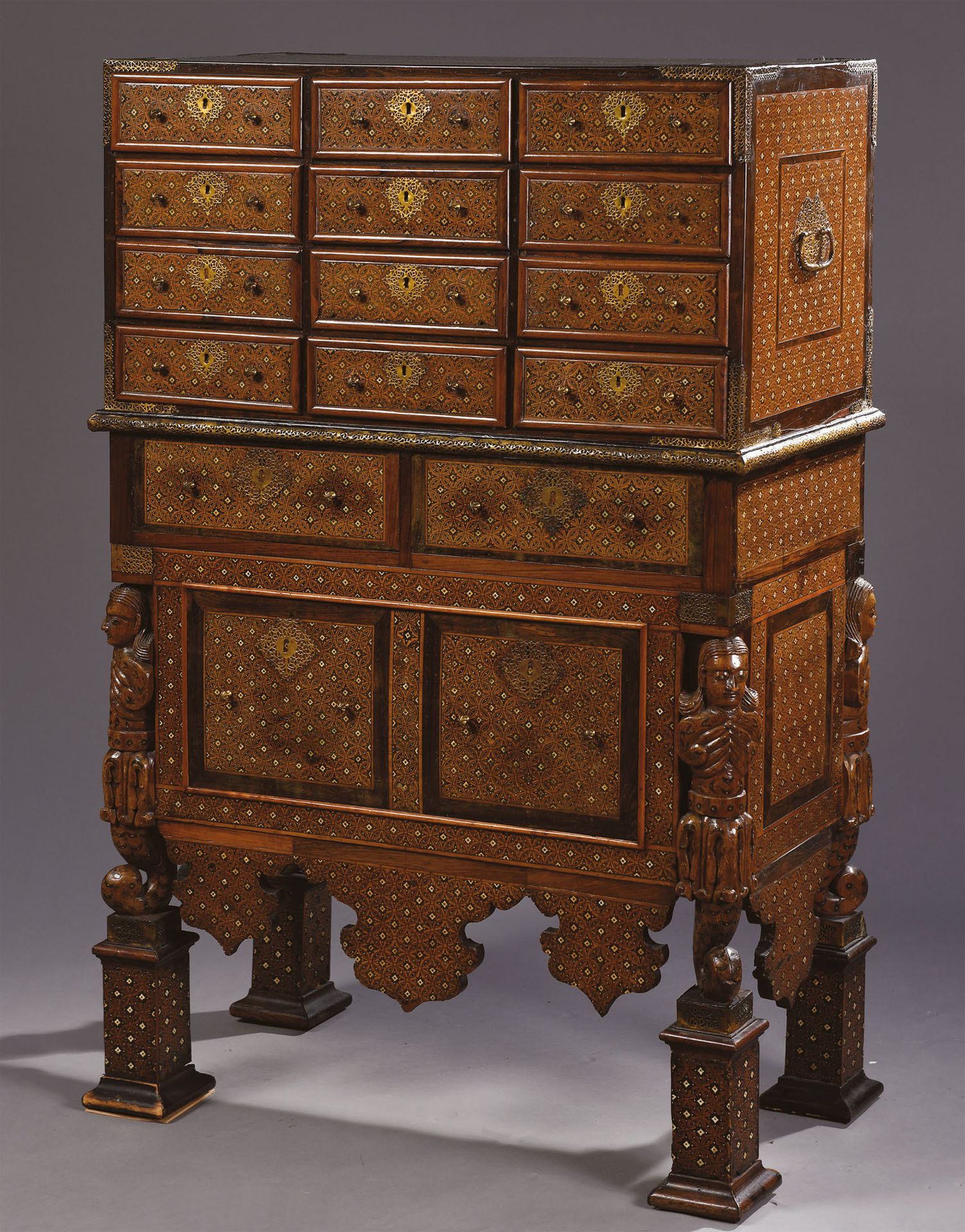 Null CABINET known as CONTADOR in teak and marquetry of ebony and bone, opening &hellip;