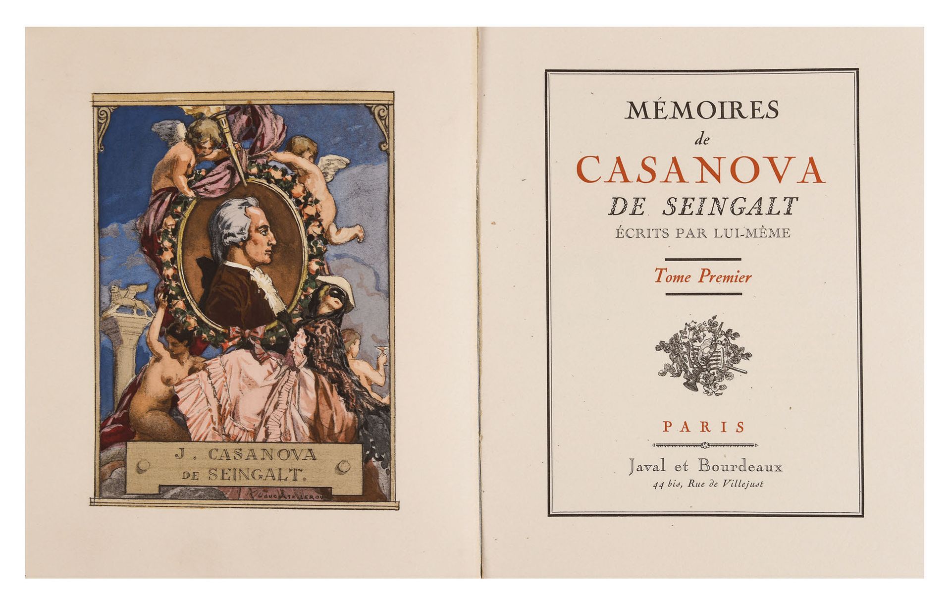 LEROUX (Auguste) / CASANOVA 卡萨诺瓦的回忆录》。
图为奥古斯特-勒鲁的作品。巴黎，Javal et Bourdeaux, 1931。&hellip;