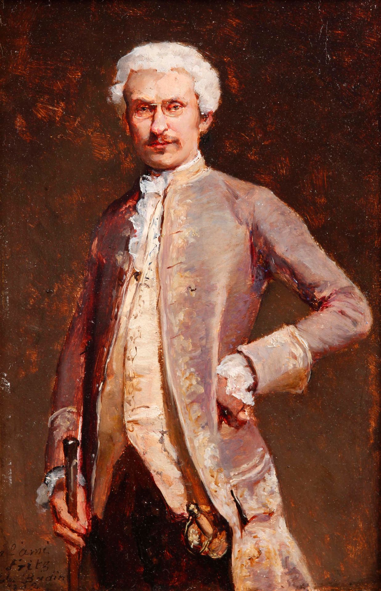 BADIN Jules (Paris 1843-Beauvais 1919) Ritratto di uomo in costume del XVIII sec&hellip;