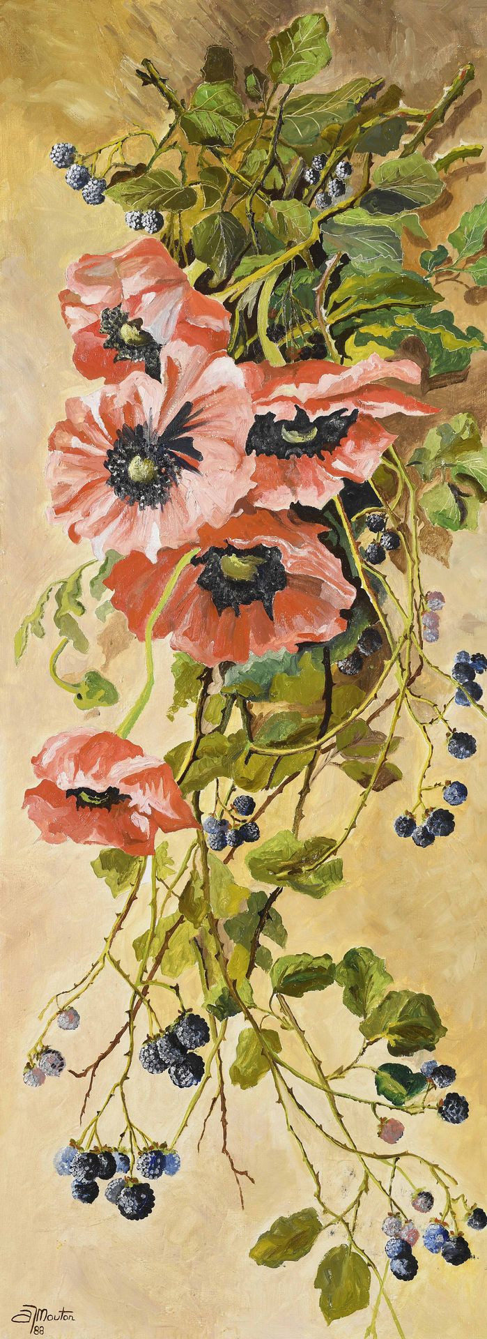Null AJ SHEEP
Poppies and blackberries
Oil on canvas, signed lower left and date&hellip;