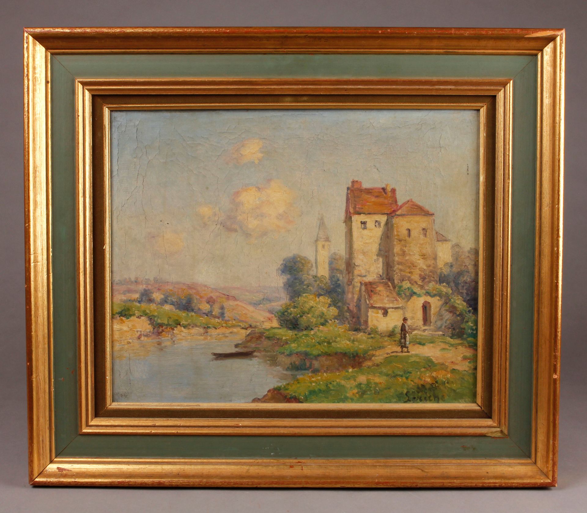 Null SCHOOL Beginning of XXth century.
Castle by the river
Oil on canvas, signed&hellip;