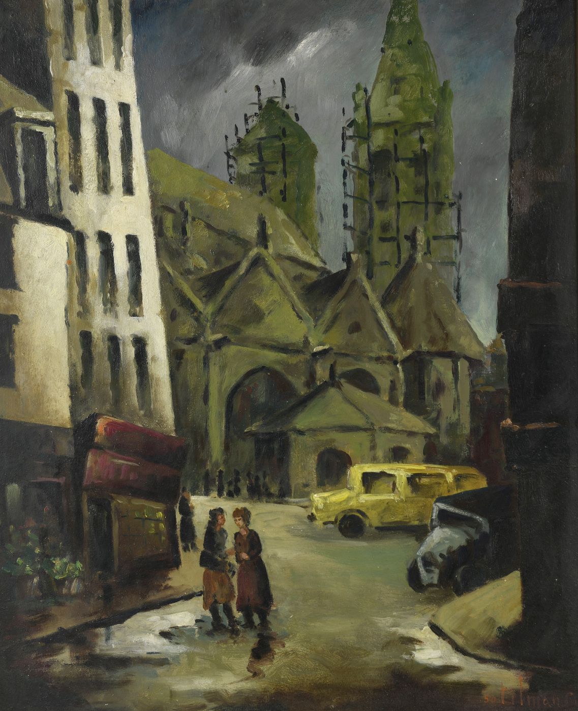 Null 埃米尔-亨利-蒂尔曼 (1888-1960)
巴黎，圣塞维林
伊索尔面板上的油画，右下方有签名，背面有标题和日期，1950年。
73 x 59.5厘米