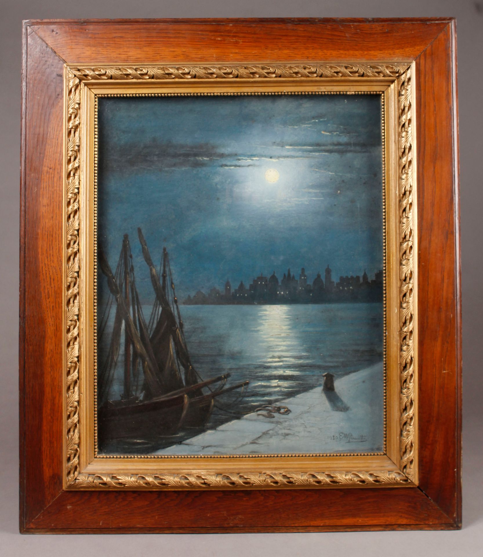 Null 学校 20世纪初。
月光
粉彩画，右下角署名E.W. Prinetti (?)，日期为1930年。
51 x 41厘米
(在玻璃下装框)。