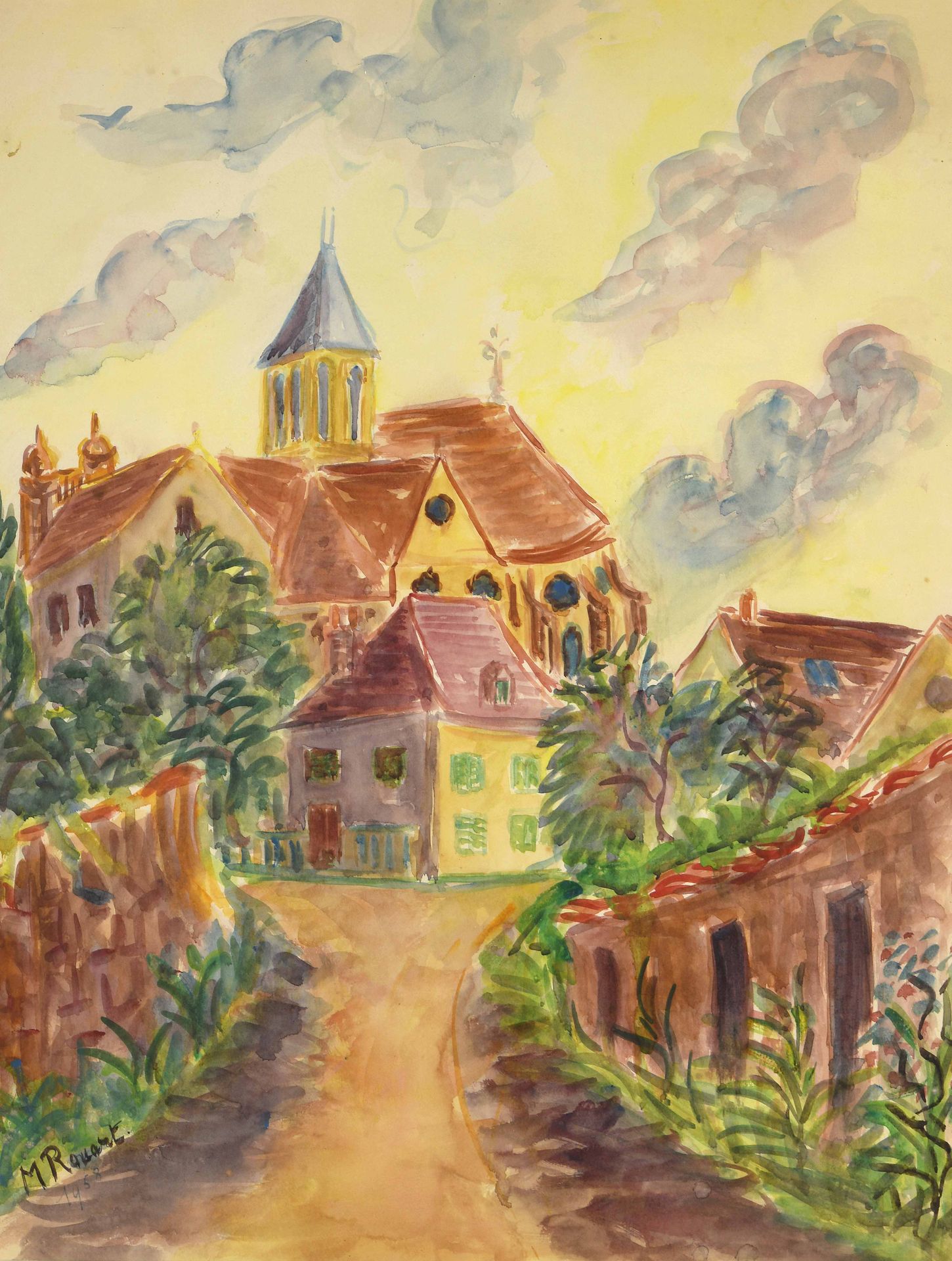 Null Madeleine ROUART (1896-1986)
Vue de village
Aquarelle, signée et datée 1958&hellip;