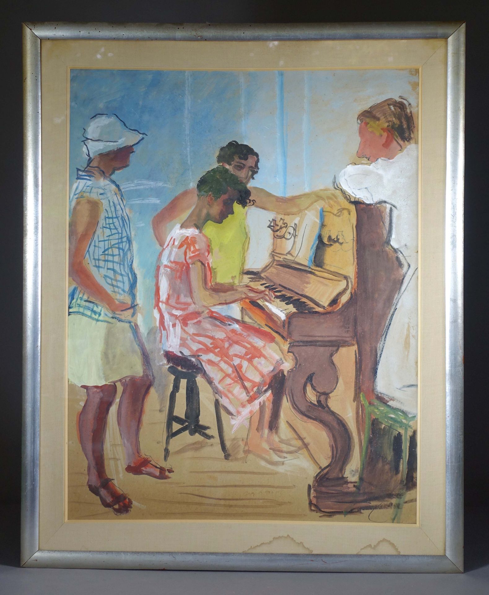 Null 让-朗努瓦(Jean LAUNOIS) (1898-1942)
钢琴音乐会
印度墨水和水粉画，用铅笔签名。
(在玻璃下装框)。
72 x 56 cm