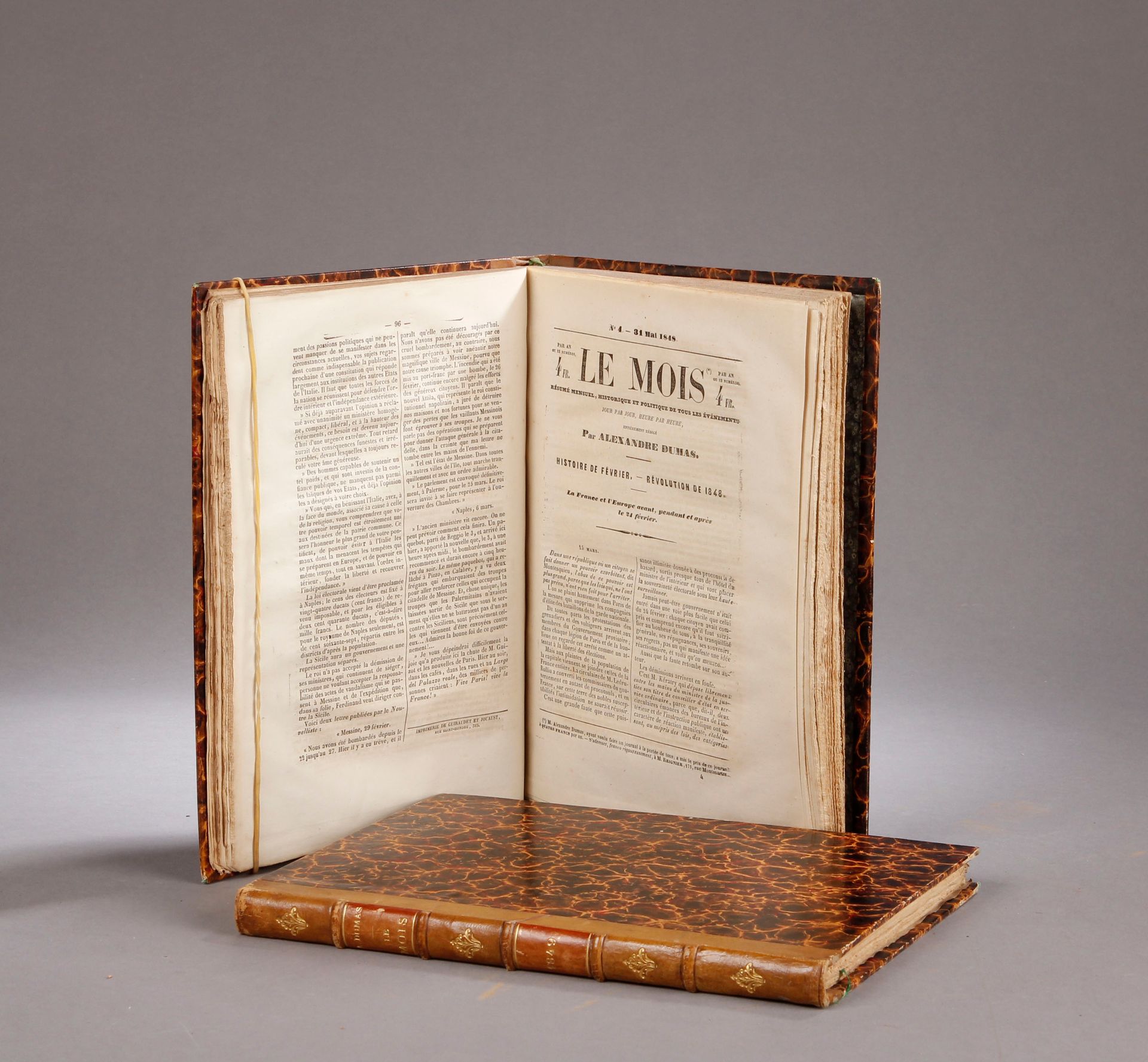 DUMAS (Alexandre) Le Mois.1848年3月至1849年12月，完全由大仲马（巴黎）撰写的所有事件的月度、历史和政治摘要。26期中出版了2&hellip;