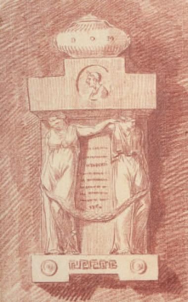 Hubert ROBERT (Paris 1733 - 1808) Fantaisie de cénotaphe à l'Antique Sanguine su&hellip;