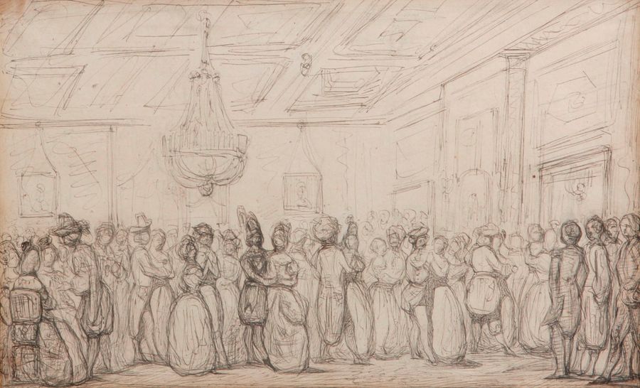 ECOLE FRANCAISE, seconde moitié du XIXe siècle Scène de bal costumé sous le Seco&hellip;