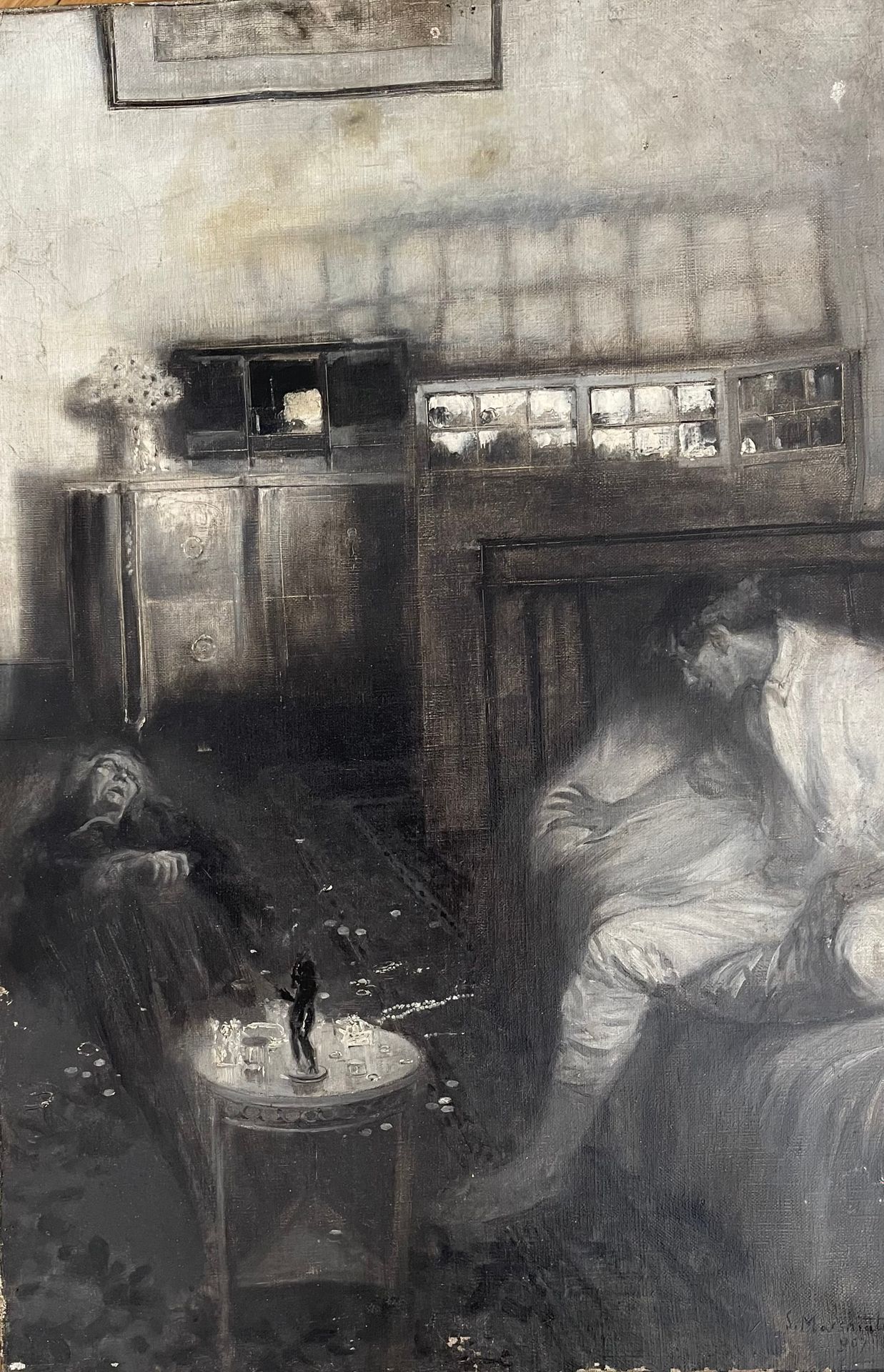 Serafino MACCHIATI (1860 1916) 
Le réveil 
Huile sur toile 
Signée et datée 1870&hellip;