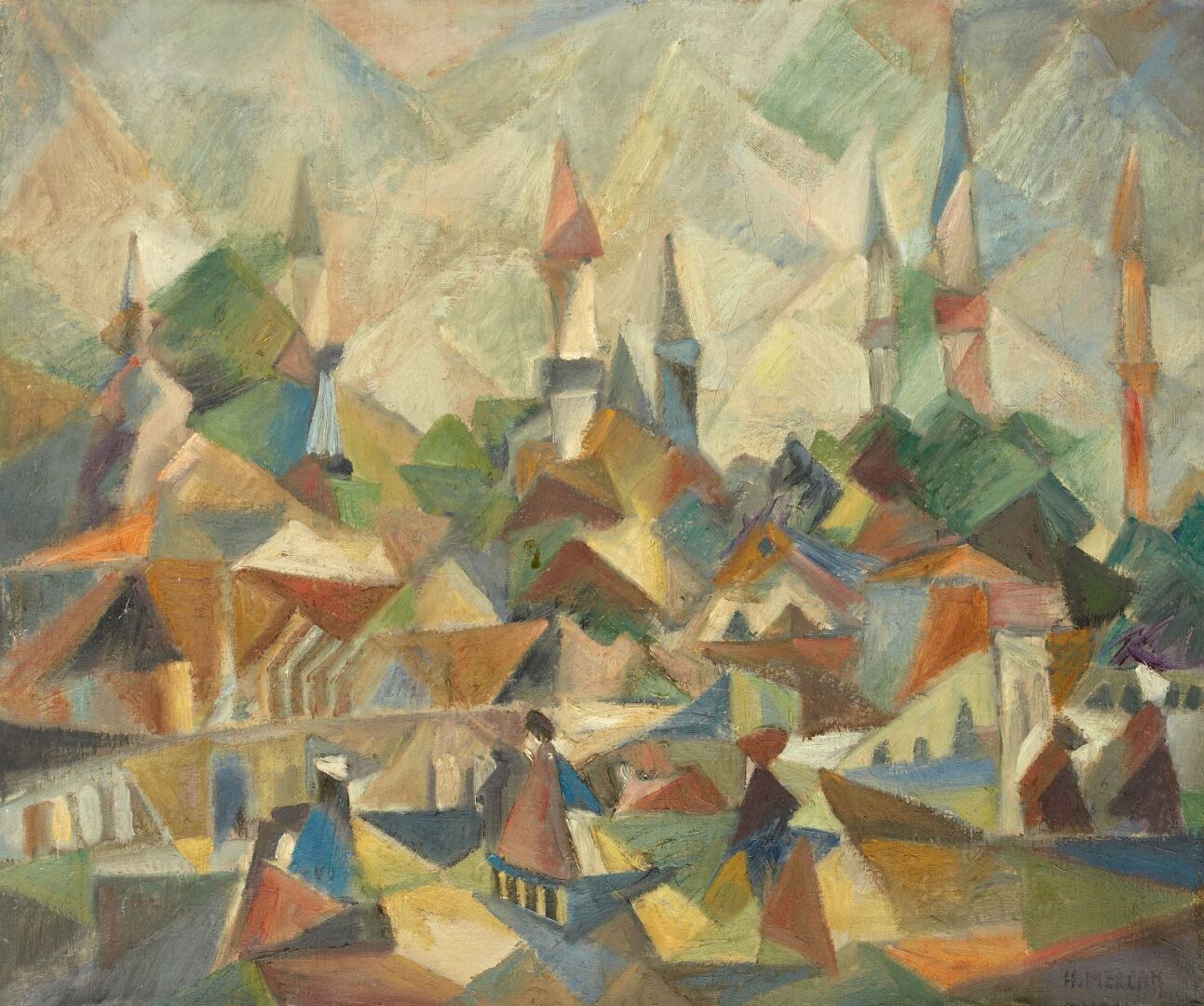 Null 哈桑-胡鲁西-梅尔坎（1913-1988年）

土耳其村

布面油画，左下角有签名

54 x 65厘米