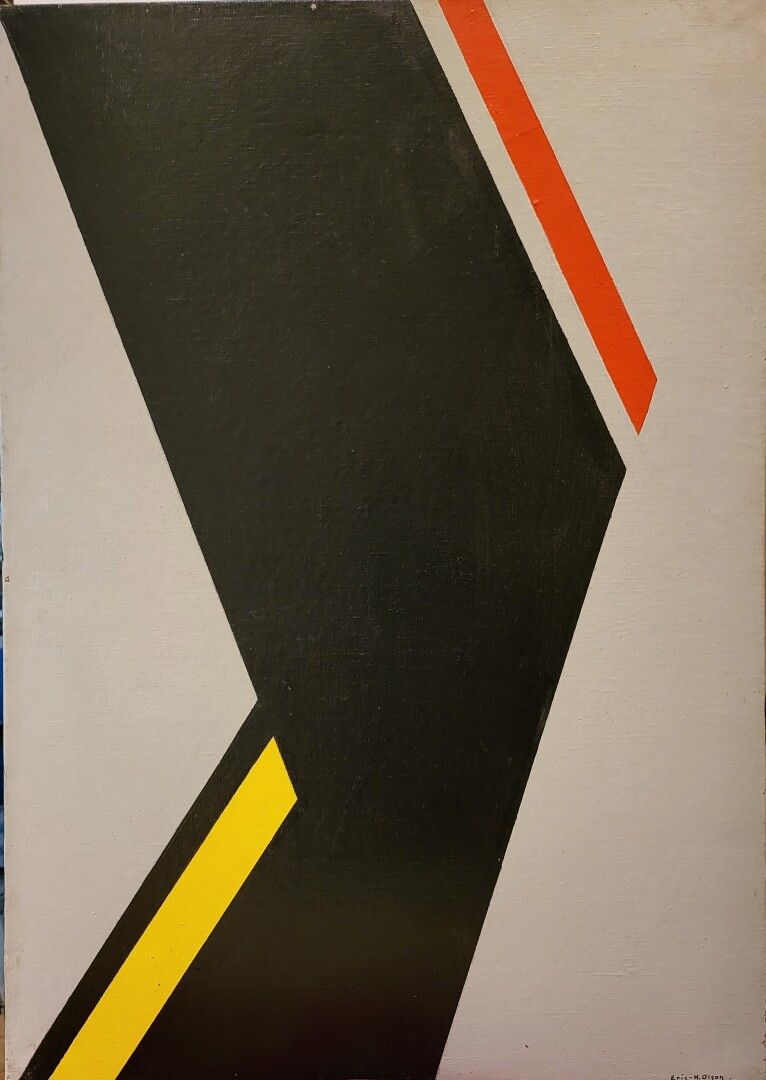 Null 埃里克-H-奥尔森(1907-1995)

几何构成 1953年

布面油画，右下方有签名，日期为1953年，背面有会签

65 x 46,5 cm