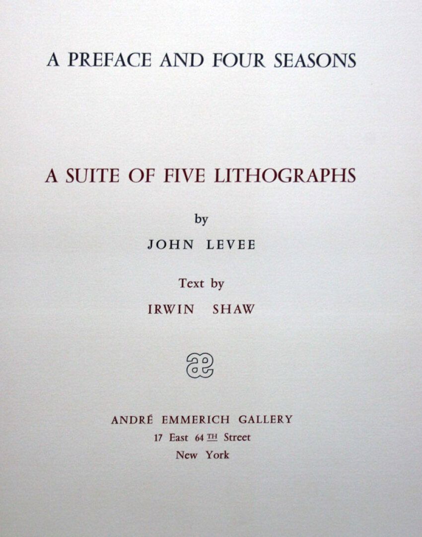 Null 约翰-哈里森-利维(1924-2017)

序言和四季 - 1959年

5幅未装订的石版画作品集，纸上彩色印刷

有签名和编号的57/150



&hellip;