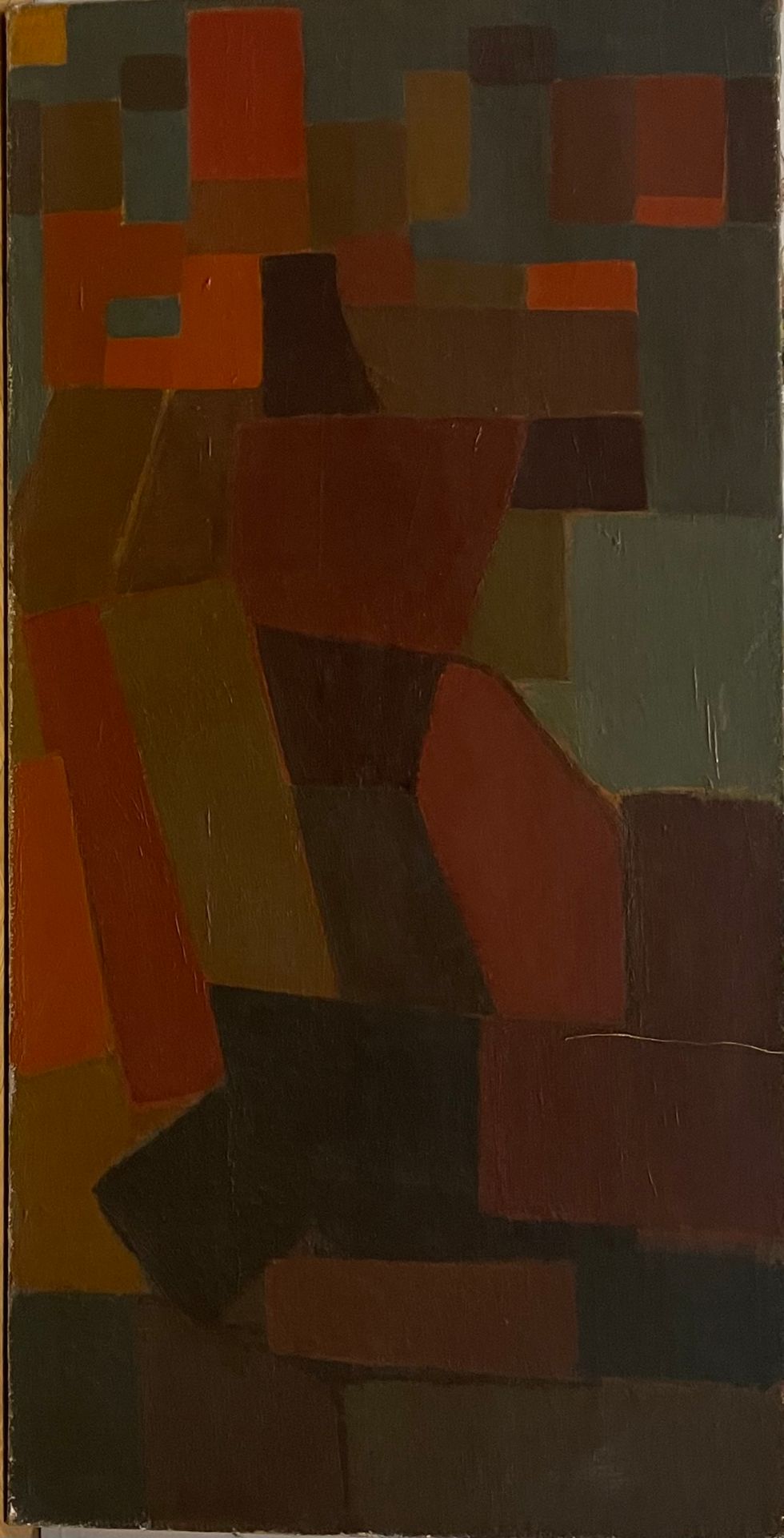 Null Ecole Abstraite du XXème 
Composition en brun et rouge 
Huile sur toile 
12&hellip;