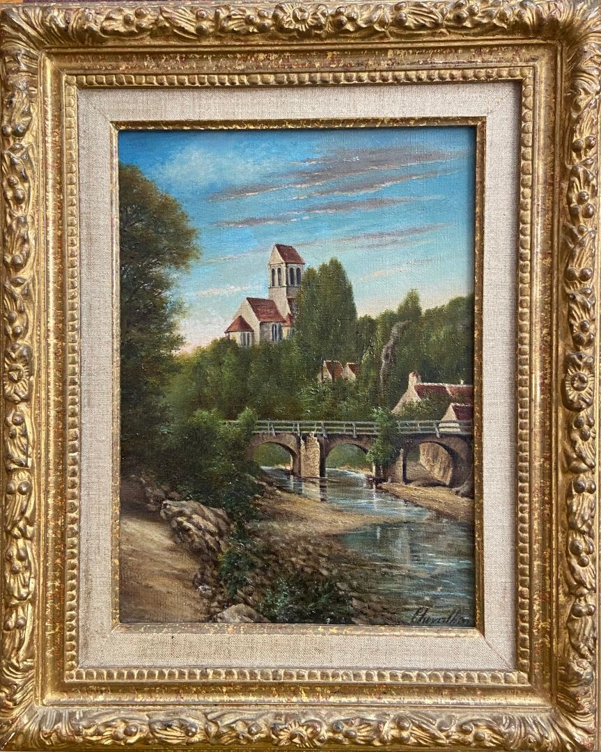 Null CHEVALIER (XXth)
Landscape on the river bank 
Oil on canvas 
33.5 x 24 cm 
&hellip;