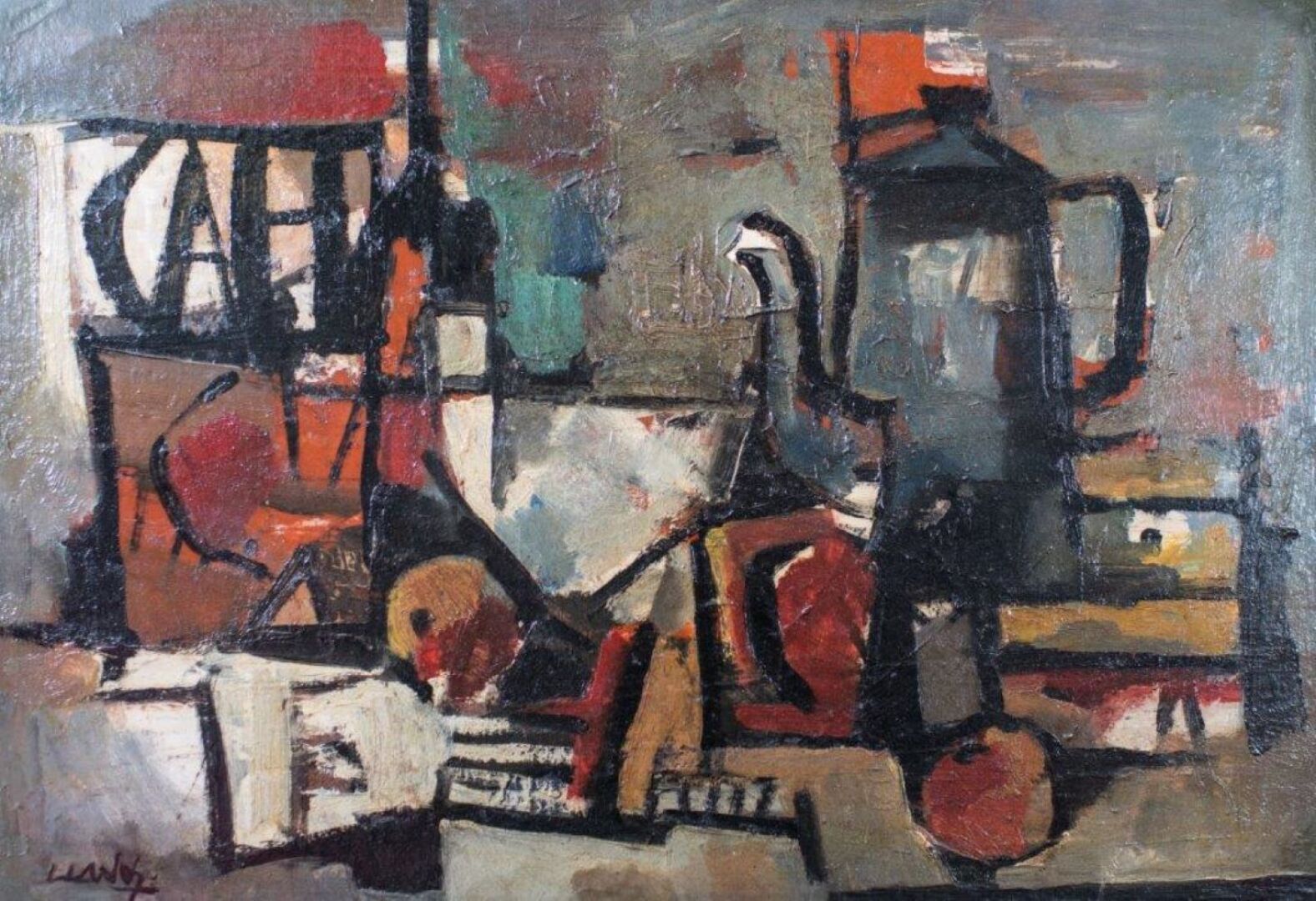 Null 卡洛斯-拉诺斯 (1930-2014)
静物 - 1950
布面油画 
右下方有签名 
34 x 49.5 cm