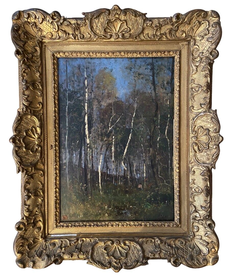 Null 路易-艾梅-贾比(1840-1916)
灌木丛 
板面油画 
右下方有签名 
46 x 32 cm