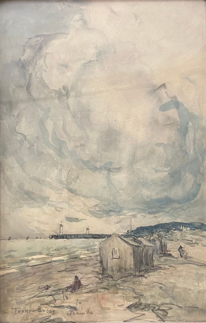 Null FRANK-BOGGS (1855-1926)
Der Strand in Deauville 
Aquarell auf Papier 
Signi&hellip;