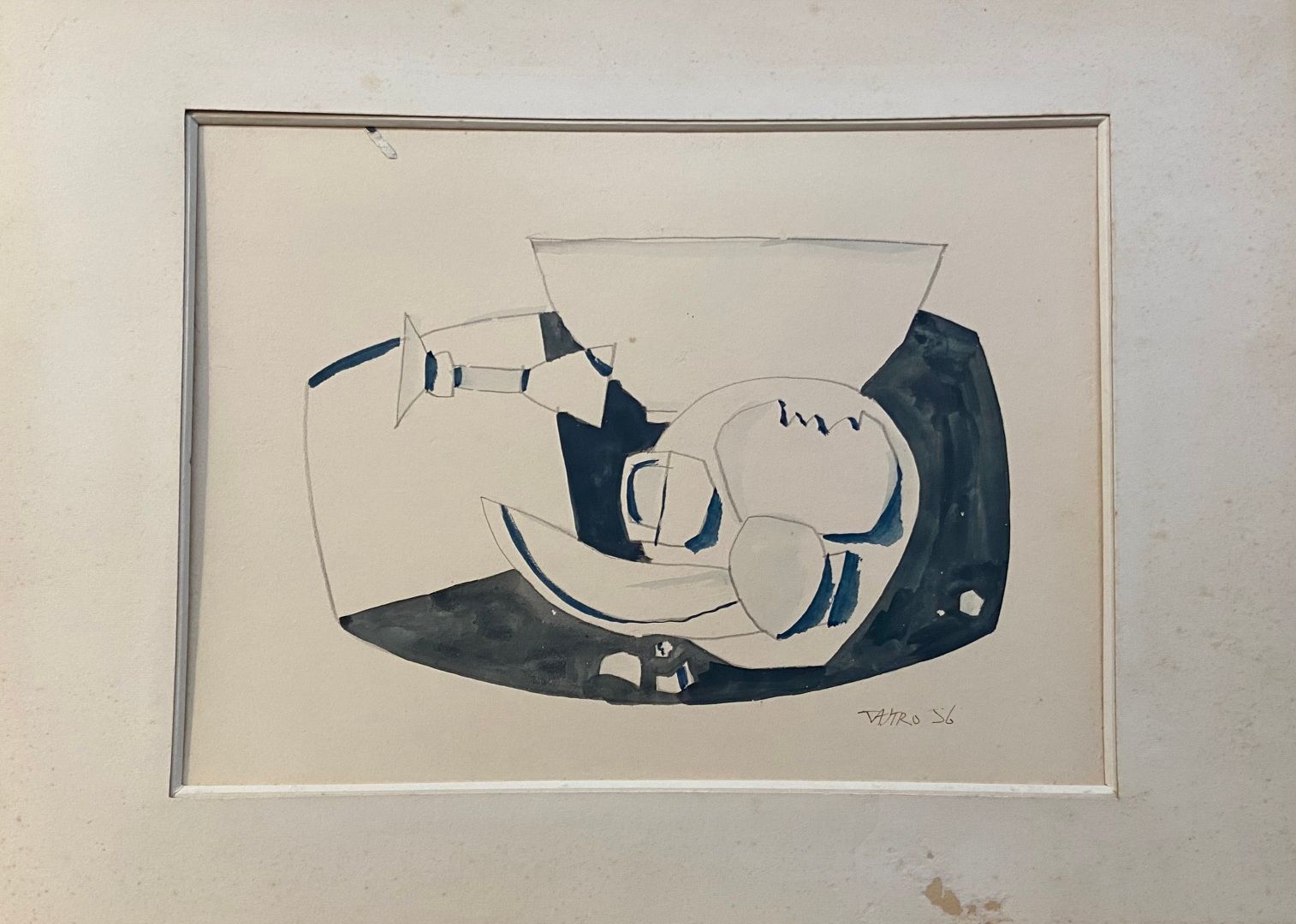 Null Sergio DE CASTRO (1922-2012)
静物 -1956
纸上水彩和石墨 
右下方有签名和日期1956 
25 x 35厘米